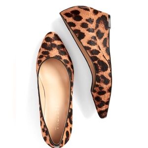 Talbots‎ Laney Wedges Haircalf Leopard Print Pumps Women's 8 Brown Black NWOT